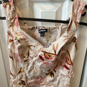 Express Floral Tank Top - Cream and Red